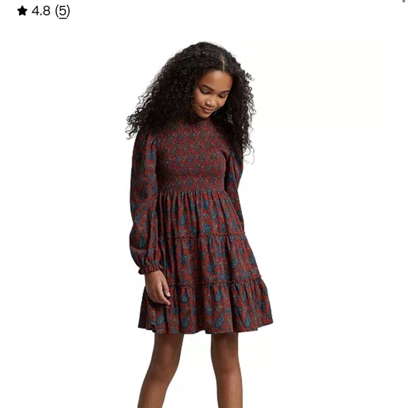 NWT Ralph Lauren Red and Blue Paisley Kids Dress - Picture 4 of 8